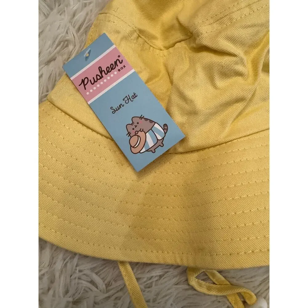 Pusheen yellow bucket hat adjustable strap embroidered design limited edition